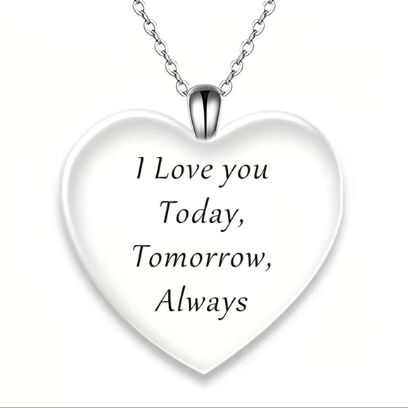 Keepsake Illustrated and Inscribed Heart Silver Necklace - "I love you today..." - Picture 4 of 6